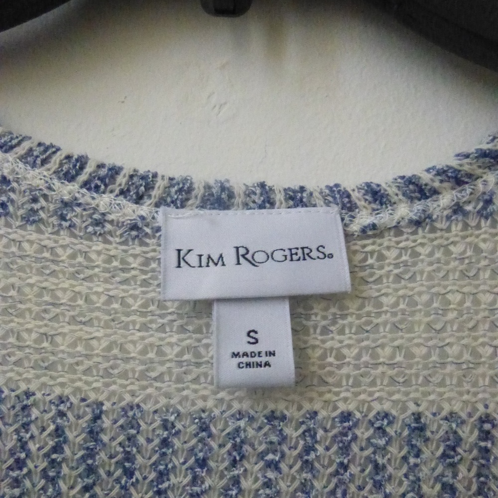 KIM ROGERS Cardigan Size S Open Front Striped - Picture 6 of 6